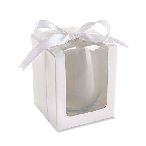 Product Cover Kate Aspen 15 Ounce Stemless Wine Glass Display Box, Party Favor, Set of 12 Gift, White