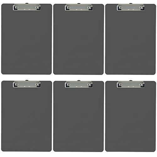 Product Cover Trade Quest Plastic Clipboard Opaque Color Letter Size Low Profile Clip (Pack of 6) (Gray)