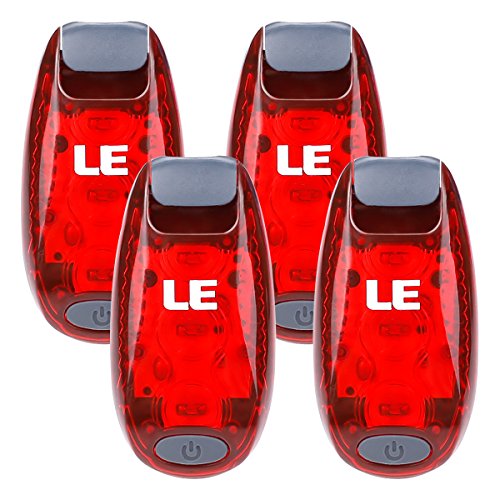 Product Cover LE LED Bike Light, Bicycle Rear Light, 3 Lighting Modes, Clip On Cycling Taillight, Batteries Included, Pack of 4