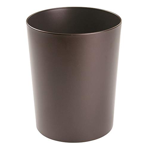 Product Cover mDesign Round Metal Small Trash Can Wastebasket, Garbage Container Bin for Bathrooms, Powder Rooms, Kitchens, Home Offices - Durable Steel - Bronze