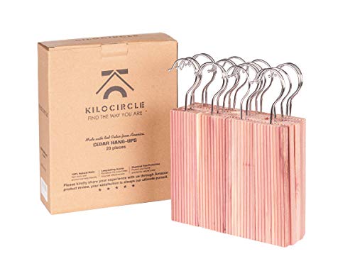 Product Cover kilocircle [Newly Upgraded:Hook Assembled] Cedar Hang ups for Closet 20pcs with Cedar Fragrance-Standard Size 6.5''x1.9''X0.5''