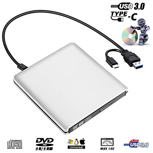 Product Cover External DVD Drive,USB 3.0 Portable CD Drive +/-RW Drive PlayerWriter/Rewriter/Burner High Speed Data Transfer for MacBoo,Laptops,Desktops,Notebooks Support Windows 10