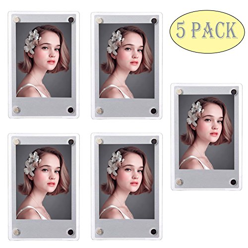 Product Cover SAIKA Acrylic Fridge Magnetic Double Sided Photo Frame for Fujifilm Instax 9 8 8s 25 26 50s 70 7s 90 Film/Polaroid Instant Film, Clear, Pack of 5