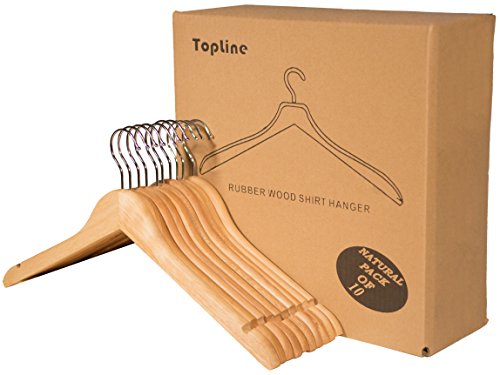 Product Cover Topline Classic Wood Shirt Hangers - Natural Finish (10-Pack)
