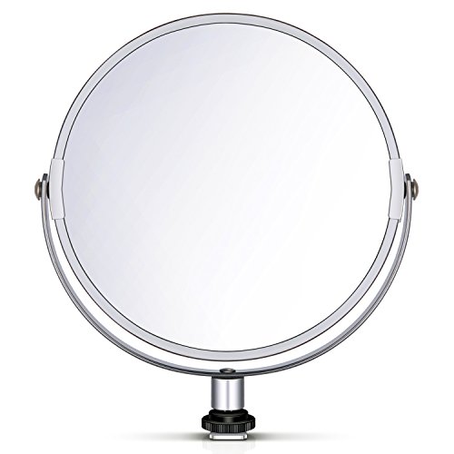Product Cover Neewer 8 inches/20 Centimeters Glass Double-Sided Selfie Magnified Circular Makeup Mirror with Adapter for 18 inches Ring Light, Selfie, Portrait, Makeup