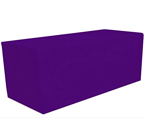 Product Cover GWHome 6 ft Fitted Polyester Tablecloth Rectangular Table Cover Wedding Banquet Party (Purple, 6 ft)