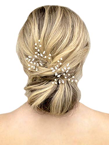 Product Cover Unicra Wedding Hair Pins Hair Set Jewelry Decorative Wedding Hair Accessories for Brides and Bridesmaids Pack of 2 (Silver)