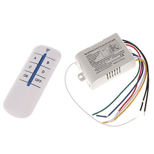 Product Cover Segolike Plastic Wireless 4 Way on/off Wall Lamp Light RF Remote Control Switch Module Receiver and Controller, 220V (Multicolour)