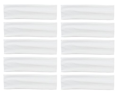 Product Cover Styla Hair 10 Pack White Headbands - Stretchy Cotton Sports Yoga Head Band