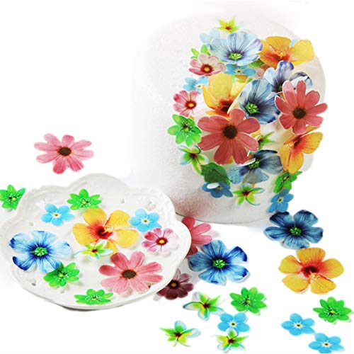 Product Cover GEORLD Set of 72 Edible Flowers Cupcake Toppers Wedding Cake Party Food Decoration Mixed Size & Colour