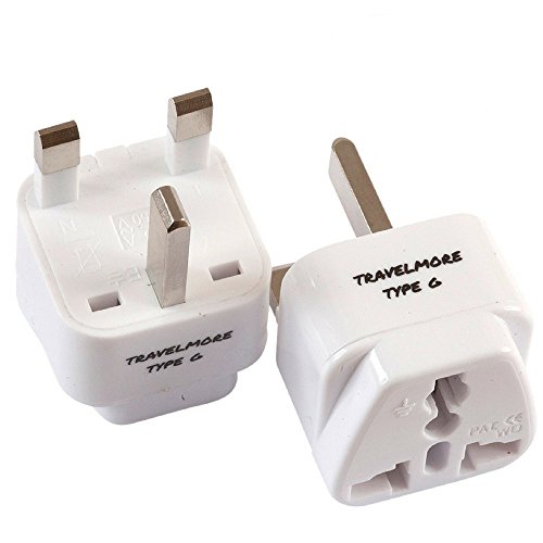 Product Cover 2 Pack UK Travel Adapter for Type G Plug - Works with Electrical Outlets in United Kingdom, Hong Kong, Ireland, Great Britain, Scotland, England, London, Dublin & More