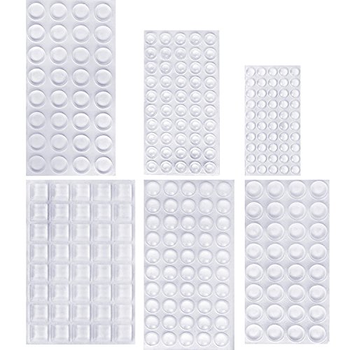 Product Cover Outus 254 Pieces Clear Rubber Feet Bumper Pads Adhesive Transparent Buffer Pads Cabinet Door Bumpers Self Stick Noise Dampening Pads, 6 Sizes