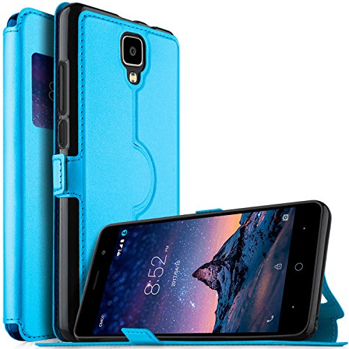 Product Cover DOOGEE X10 case, KuGi Ultra-Thin SCW Style PU Cover + TPU Back Stand Case for DOOGEE X10 Smartphone(Blue)