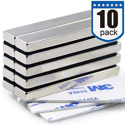 Product Cover Powerful Neodymium Bar Magnets, Rare-Earth Metal Neodymium Magnet, N52, Incredibly Strong 33 LB Strength - 60 x 10 x 5 mm, Pack of 10