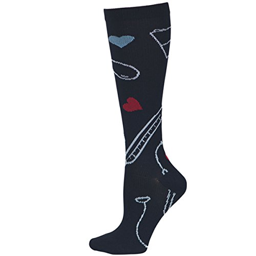 Product Cover Footwear By Cherokee Women's 8-12 Mmhg Print Support Sock Medical Icons