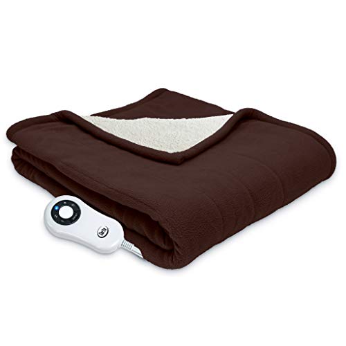 Product Cover Serta | Reversible Sherpa/Fleece Heated Electric Throw Blanket, 50