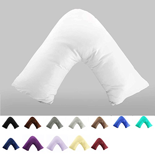 Product Cover TAOSON 100% Cotton 300 Thread Count Soild Envelope Style V Shaped/Tri/Boomerang Standard Pillow Case Cushion Cover Only Cover No Insert (White)