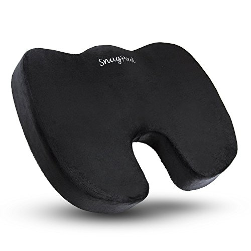 Product Cover SnugPad Memory Foam Seat Cushion,Non-Slip Orthopedic Memory Foam Coccyx Cushion Designed for Sciatica & Back, Hip, and Tailbone Pain Relief, Fits Office Chair, Wheelchair ,Car Seat Cushion.Black