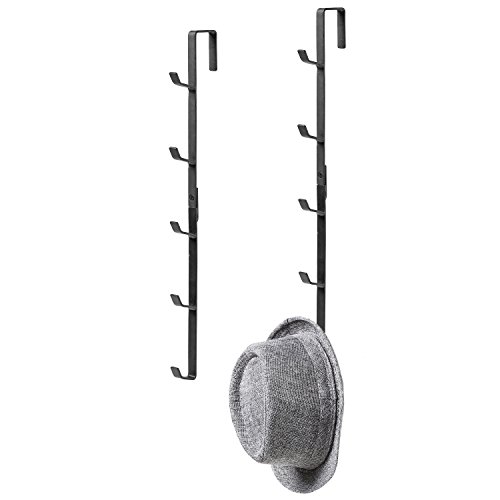 Product Cover MyGift Black Metal Over-The-Door Coat, Hat & Purse Rack with 5 Hooks, Set of 2