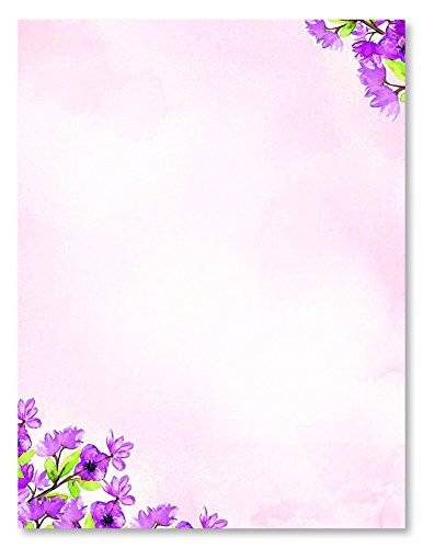 Product Cover 100 Stationery Writing Paper, with Cute Floral Designs Perfect for Notes or Letter Writing - Violets
