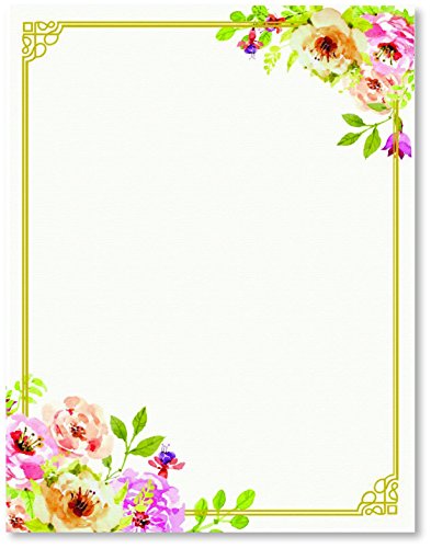 Product Cover Stationery Writing Paper - Perfect Invitations for Bridal Showers, Birthdays, Weddings, Engagement Party, VIP and All Occasions - 100 Floral Letter Notes for DIY Invitation Kit - Pink and Peach Roses