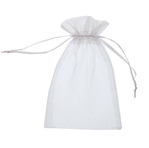 Product Cover SumDirect 100Pcs 5x7 inches Sheer Drawstring Organza Jewelry Pouches Wedding Party Christmas Favor Gift Bags (White)