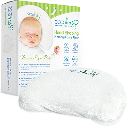 Product Cover OCCObaby Baby Head Shaping Memory Foam Pillow | Cotton Cover & Bamboo Pillowcase | Keep Your Baby's Head Round | Prevent Flat Head Syndrome in Infant & Newborns
