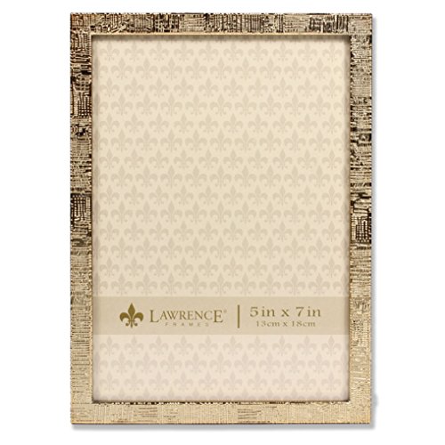 Product Cover Lawrence Frames 5x7 Gold Metal Linen Pattern Picture Frame