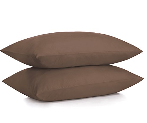 Product Cover ALEXANDRA'S SECRET HOME COLLECTION Microfiber Pillow Case with Zipper, 2 Pillow Cases (Queen, Mocha)