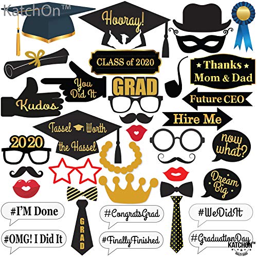 Product Cover KatchOn Graduation Photo Booth Props - 2019 Graduation Decorations for Graduation Party Supplies 2019, Class of 2019, Congrats Grad, Large Size for More Fun, 40 Count