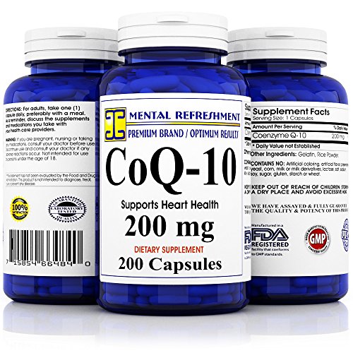 Product Cover Mental Refreshment: Pure CoQ10 200Mg 200 Capsules (1 Bottle)