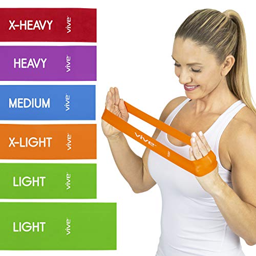 Product Cover VIVE Loop Bands (6 Pack) - Multi Resistance Straight Elastic Set - Stretch Kit for Men, Women, Toning Hip, Butt, Arm, Leg, Booty, Physical Therapy Yoga, Pilates Strength Training - Gym, Home Workout