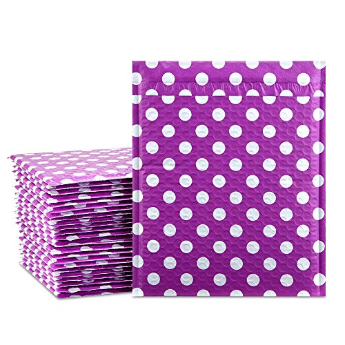 Product Cover UCGOU 8.5x12 Inch Purple Dot Padded Envelopes Water Proof Poly Bubble Mailers Self Seal Mailing Envelopes Pack of 25