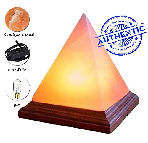 Product Cover A-STAR(TM) Natural Himalayan Hand Carved Salt Lamp - Pyramid Shape 7-9 Inches - Stylish Wood Base with On and Off Switch/Dimmer - 5-7 Lbs Bulb with 6-8 Inches UL Electric Corded
