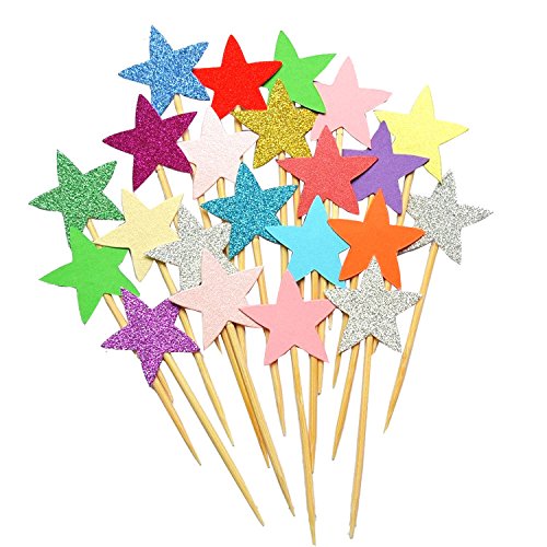 Product Cover yasheng 50Toppers Star Cupcake Toppers, 50 pcs, Mix-Color