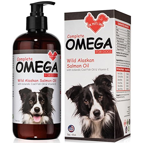 Product Cover Salmon Oil For Dogs and Cats - Helps Dry Itchy Skin, Shedding, Dandruff & Joint Pain - For Healthy Skin & Soft Shiny Coat - Natural Wild Caught Liquid Fish Oil Supplement With Omega 3 & Vitamin E 16oz