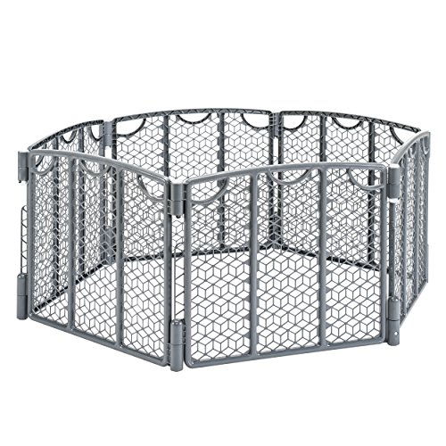 Product Cover Evenflo Versatile Play Space, Indoor & Outdoor Play Space, Easy & Quick Assembly, Portable, 18.5 Square Feet of Enclosed Space, Durable Construction, For Children 6 to 24 Months, Cool Gray