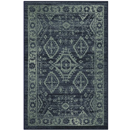 Product Cover Maples Rugs Georgina Traditional Kitchen Rugs Non Skid Accent Area Carpet [Made in USA], 2'6 x 3'10, Navy Blue/Green