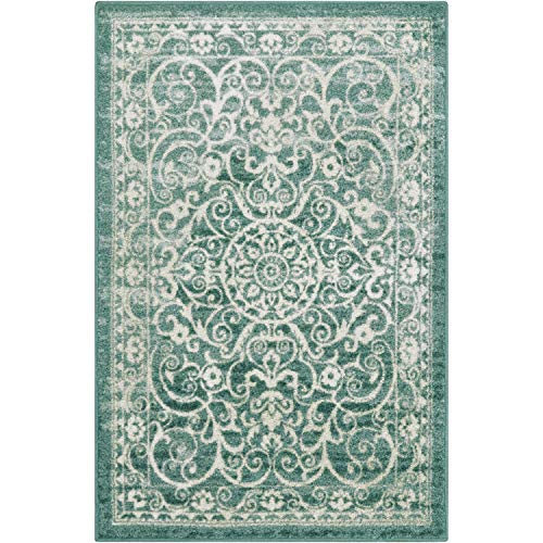 Product Cover Maples Rugs Pelham Vintage Area Rugs for Living Room & Bedroom [Made in USA], 7 x 10, Light Spa