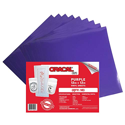 Product Cover (10 Sheets) Oracal 651 Purple Adhesive Craft Vinyl for Cricut, Silhouette, Cameo, Craft Cutters, Printers, and Decals - 12