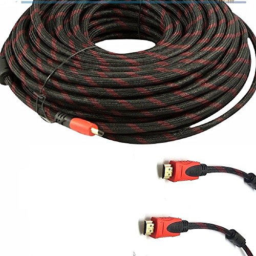 Product Cover CableVantage HDMI Cable 2.0 75 FEET, Ultra-High Speed Supports Ethernet Audio Return ( ARC ), Bandwidth up to 18Gbps, 3D HD 1080p Ready, 75ft Braided Nylon Cable Cord Gold Plated Red