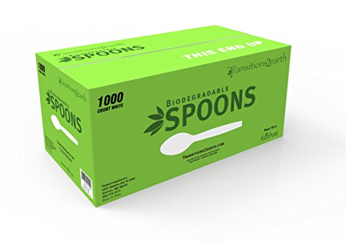 Product Cover Transitions2earth Biodegradable EcoPure Economy Lightweight Spoons - Box of 1000 - Plant a Tree with Each Item Purchased!