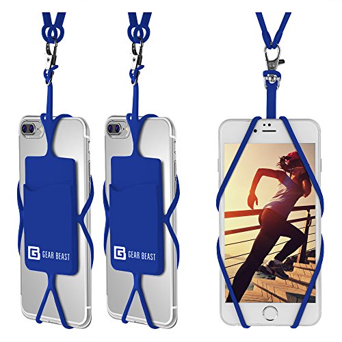 Product Cover Gear Beast Universal Cell Phone Lanyard Compatible with iPhone, Galaxy & Most Smartphones Includes Phone Case Holder with Card Pocket, Silicone Neck Strap (3 Pack)