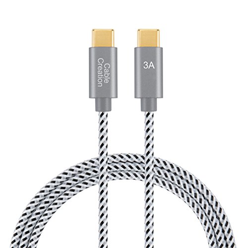 Product Cover USB C to USB C Cable 1.6ft, CableCreation Short USB 2.0 Type C to C Cable Cotton Braided Fast Charge (3A/480Mbps), Compatible with MacBook(Pro), Galaxy S10+/S9/S9+ etc, 0.5m/ Space Gray