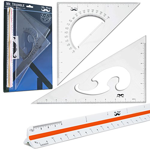 Product Cover Mr. Pen- 3 Pc Large Triangular Ruler Set, Triangular Scale, 11