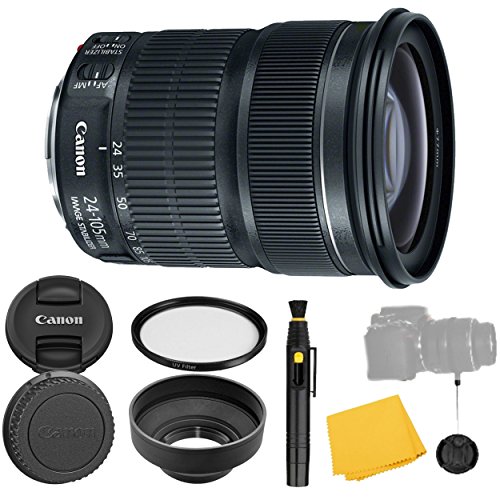 Product Cover Canon EF 24-105mm f/3.5-5.6 IS STM Lens + UV Filter + Collapsible Rubber Lens Hood + Lens Cleaning Pen + Lens Cap Keeper + Cleaning Cloth - 24-105mm STM: Stepper Motor Lens - International Version