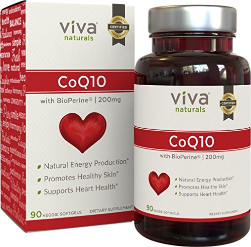 Product Cover Viva Naturals CoQ10 200mg, 90 Vegetarian Softgels - Enhanced with BioPerine® for Increased Absorption