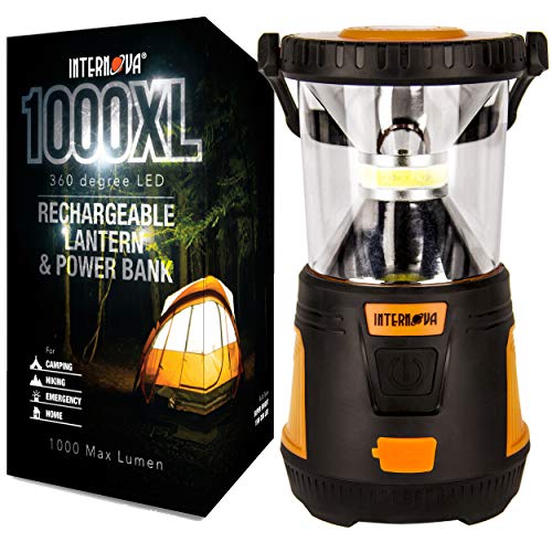 Product Cover Internova Rechargeable Camping Lantern Power Bank - Massive Brightness Adjustable 360 LED Arc Lighting - Emergency - Backpacking - Construction - Hiking - Auto - Home (Cadmium Orange)
