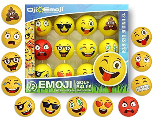 Product Cover Oji-Emoji Premium Emoji Golf Balls, Unique Professional Practice Golf Balls, 12-Pack Emoji Golfer Novelty Golf Gift for All Golfers, Fun Golf Gifts for Men, Dads, Women, Kids, golf accessories