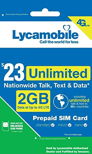 Product Cover Lycamobile Preloaded Sim Card with $23 Plan Service Plan with Unlimited talk text and Data